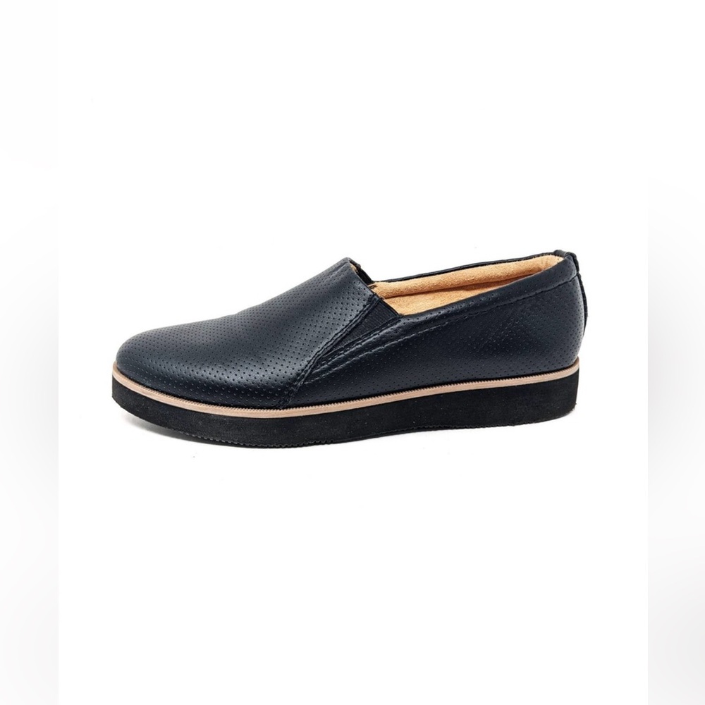 Naturalizer Womens Zophie Black Faux Leather Slip On Sneakers Loafers Shoes